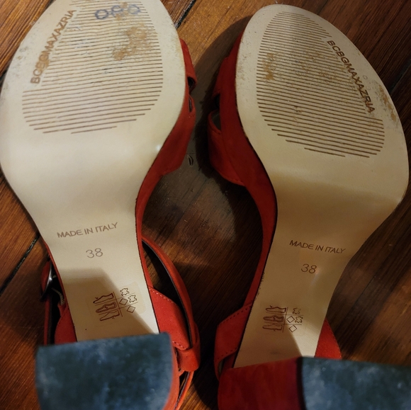 BCBGMAXAZRIA Red Suede Ankle Strap High Heel Shoes - Picture 8 of 9